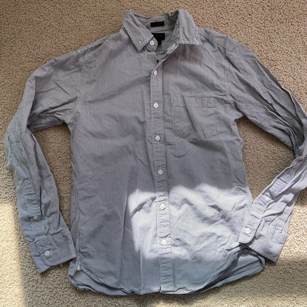 J. Crew Women's Black and White Narrow-Striped Button-Down Shirt